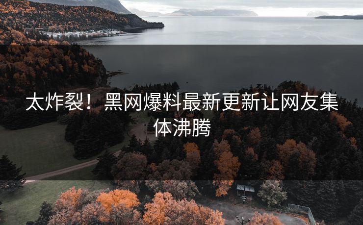 太炸裂！黑网爆料最新更新让网友集体沸腾
