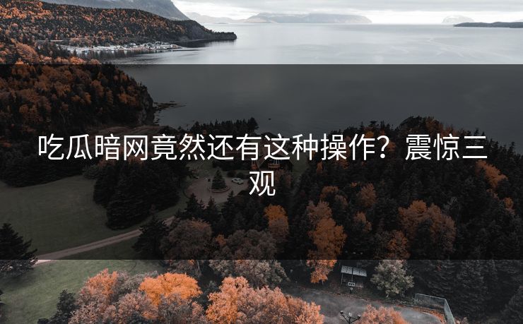 吃瓜暗网竟然还有这种操作？震惊三观