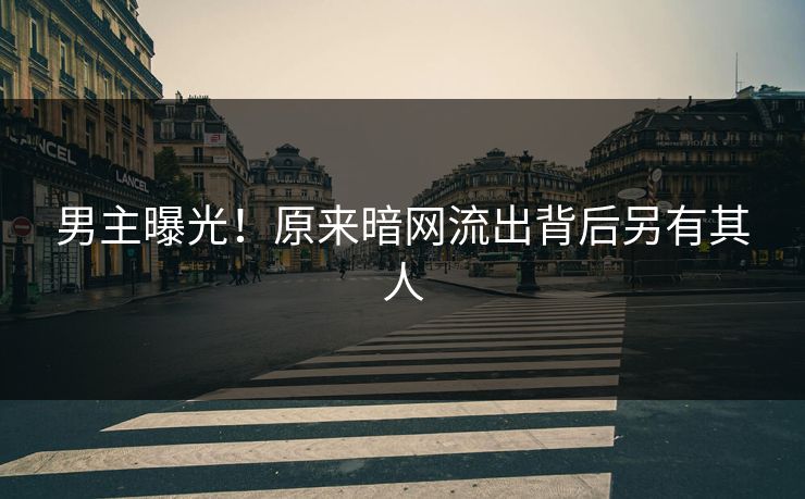 男主曝光！原来暗网流出背后另有其人