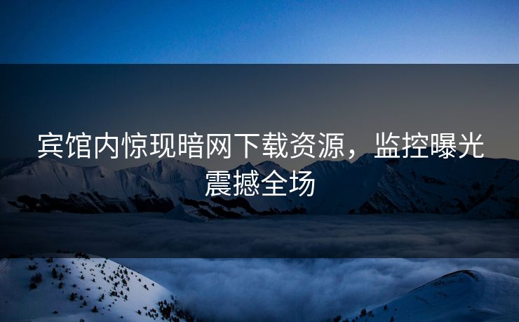 宾馆内惊现暗网下载资源，监控曝光震撼全场