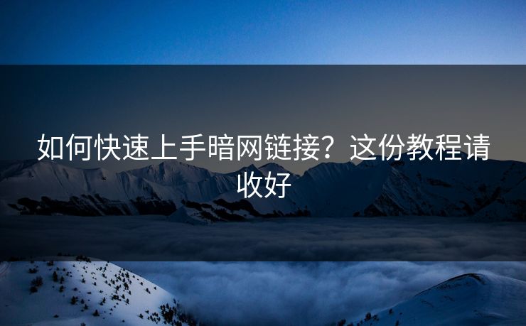 如何快速上手暗网链接？这份教程请收好