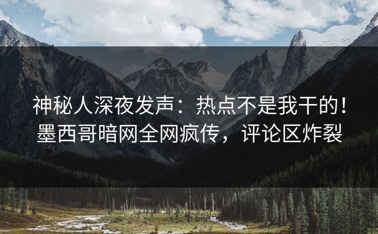 神秘人深夜发声：热点不是我干的！墨西哥暗网全网疯传，评论区炸裂