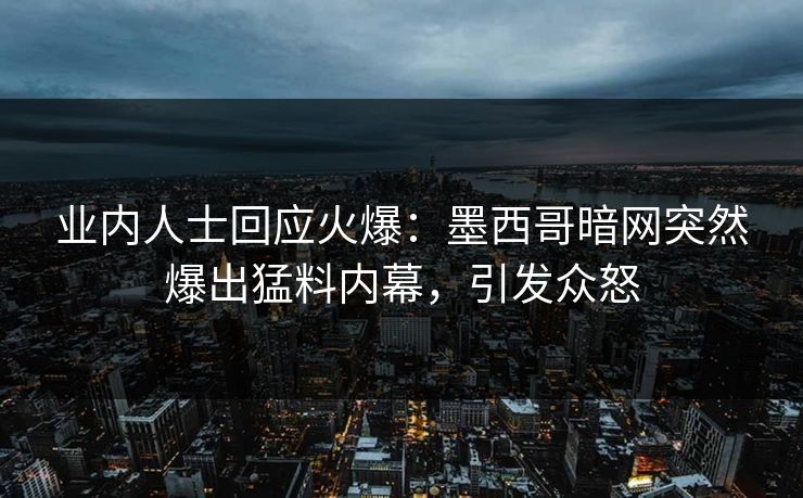 业内人士回应火爆：墨西哥暗网突然爆出猛料内幕，引发众怒