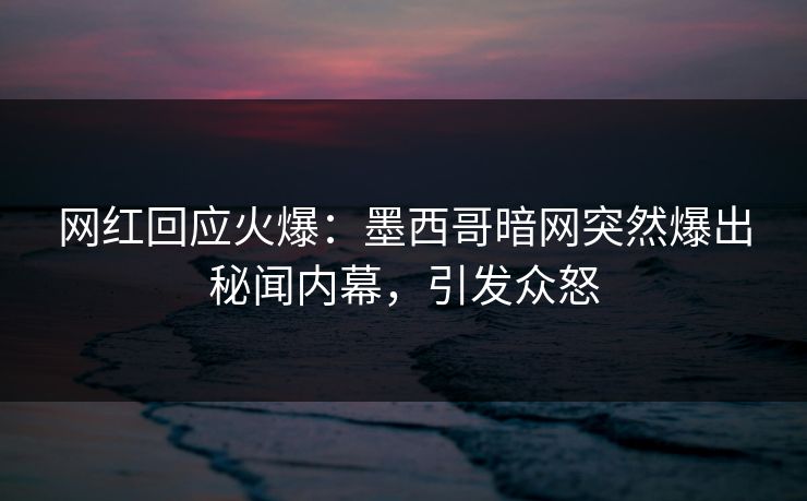 网红回应火爆：墨西哥暗网突然爆出秘闻内幕，引发众怒
