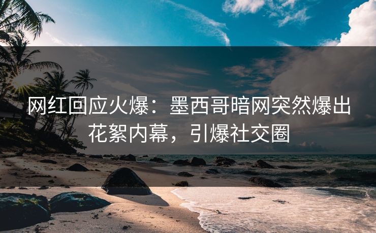 网红回应火爆：墨西哥暗网突然爆出花絮内幕，引爆社交圈