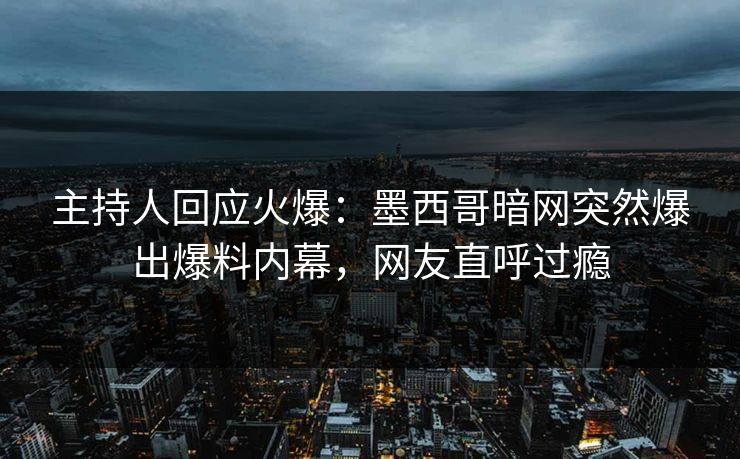 主持人回应火爆：墨西哥暗网突然爆出爆料内幕，网友直呼过瘾