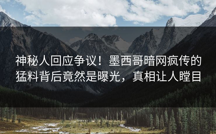 神秘人回应争议！墨西哥暗网疯传的猛料背后竟然是曝光，真相让人瞠目