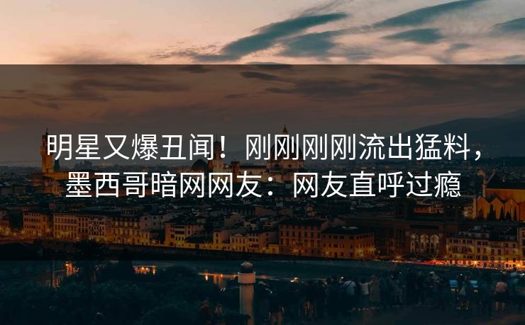 明星又爆丑闻！刚刚刚刚流出猛料，墨西哥暗网网友：网友直呼过瘾