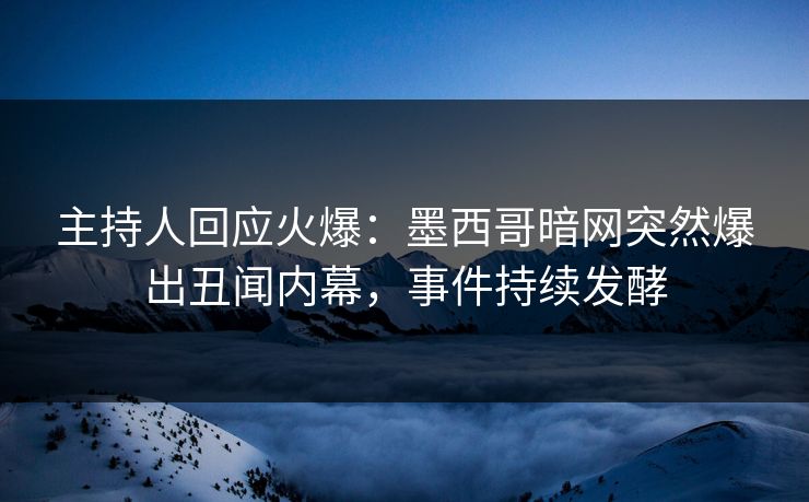主持人回应火爆：墨西哥暗网突然爆出丑闻内幕，事件持续发酵