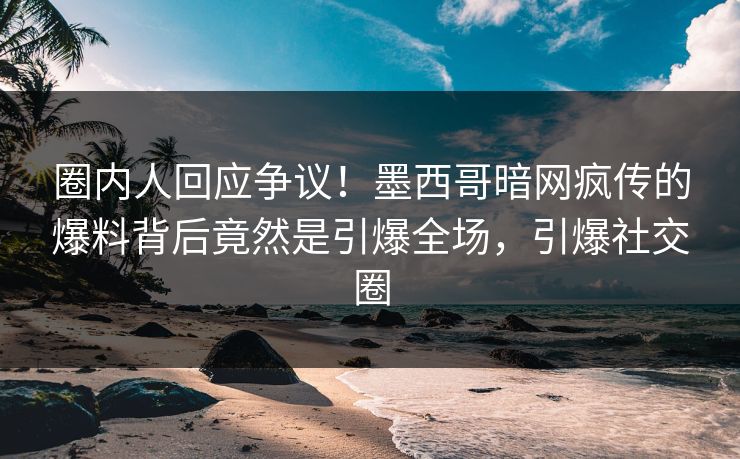 圈内人回应争议！墨西哥暗网疯传的爆料背后竟然是引爆全场，引爆社交圈
