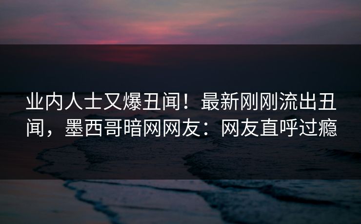 业内人士又爆丑闻！最新刚刚流出丑闻，墨西哥暗网网友：网友直呼过瘾