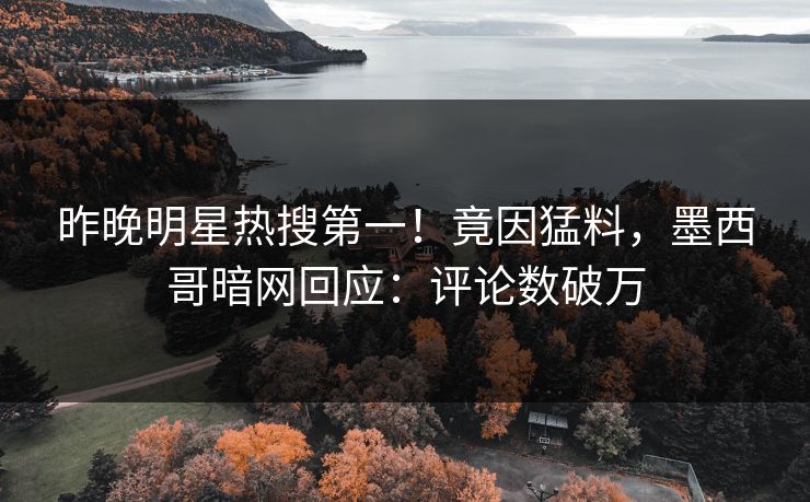 昨晚明星热搜第一！竟因猛料，墨西哥暗网回应：评论数破万