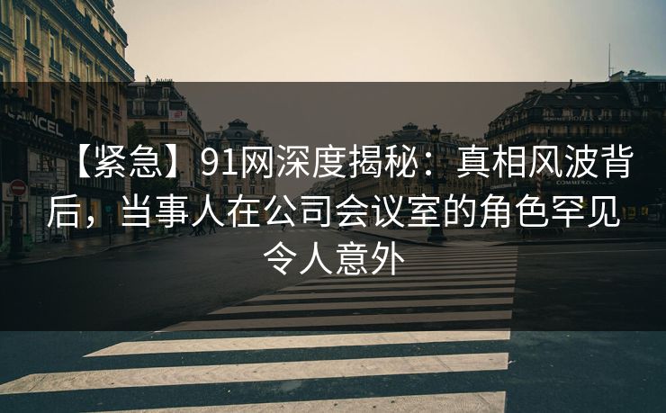 【紧急】91网深度揭秘：真相风波背后，当事人在公司会议室的角色罕见令人意外