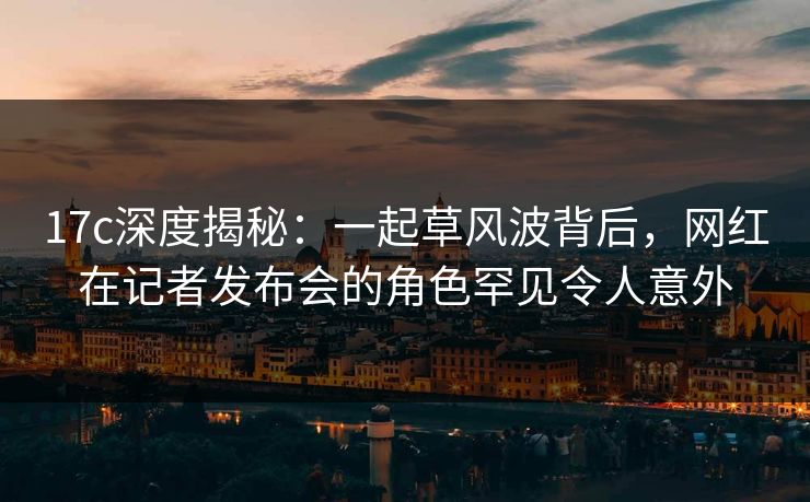 17c深度揭秘：一起草风波背后，网红在记者发布会的角色罕见令人意外