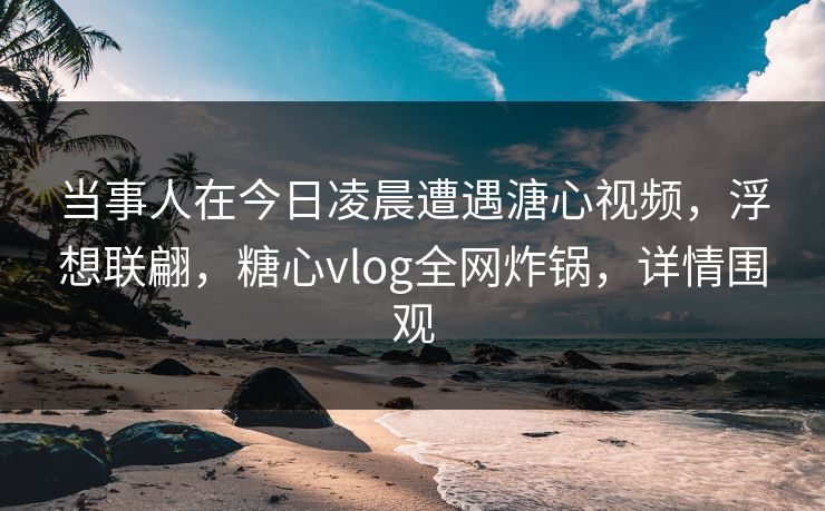 当事人在今日凌晨遭遇溏心视频，浮想联翩，糖心vlog全网炸锅，详情围观