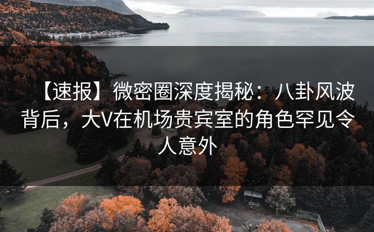 【速报】微密圈深度揭秘：八卦风波背后，大V在机场贵宾室的角色罕见令人意外
