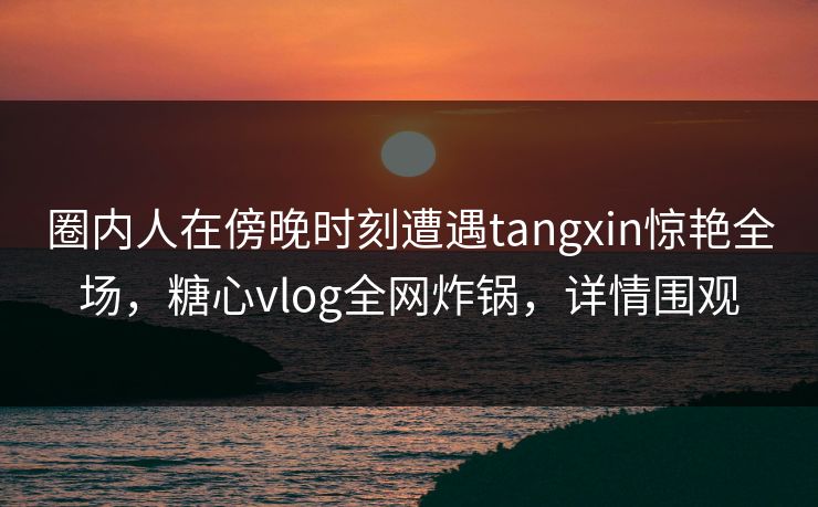 圈内人在傍晚时刻遭遇tangxin惊艳全场，糖心vlog全网炸锅，详情围观