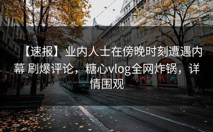 【速报】业内人士在傍晚时刻遭遇内幕 刷爆评论，糖心vlog全网炸锅，详情围观