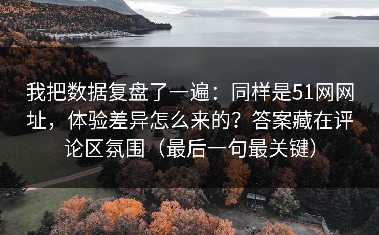 我把数据复盘了一遍：同样是51网网址，体验差异怎么来的？答案藏在评论区氛围（最后一句最关键）