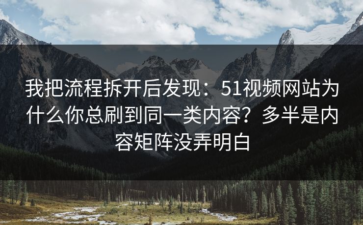 我把流程拆开后发现：51视频网站为什么你总刷到同一类内容？多半是内容矩阵没弄明白