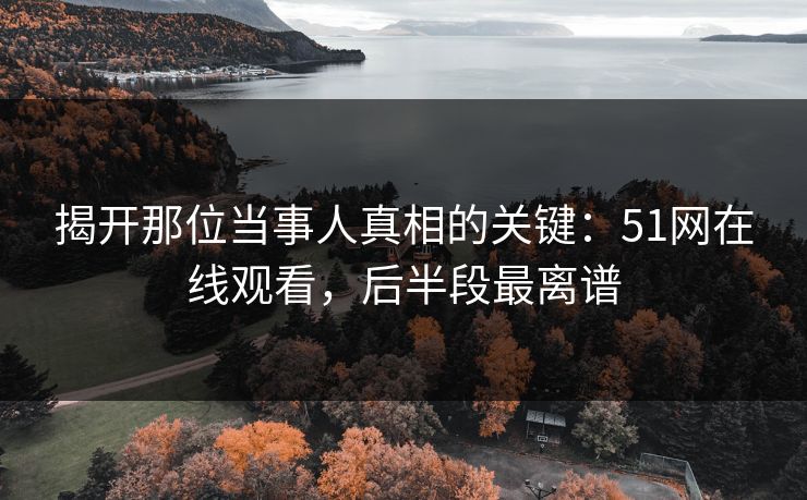 揭开那位当事人真相的关键：51网在线观看，后半段最离谱
